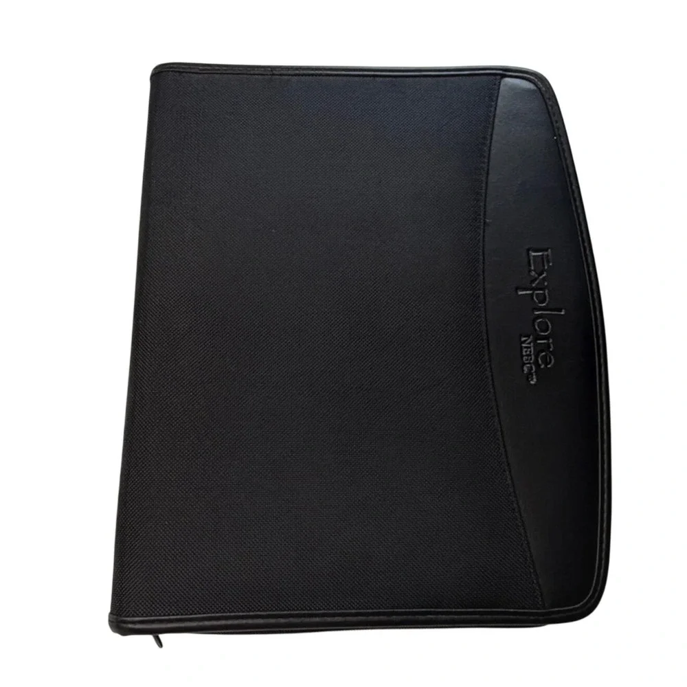 Leed's Explore NEBC Black Ballistic Nylon Zip Around Portfolio Organizer Case